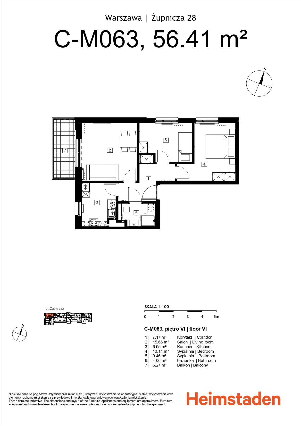 3 кімнатна квартира | балкон | Прага-Полудне - plan