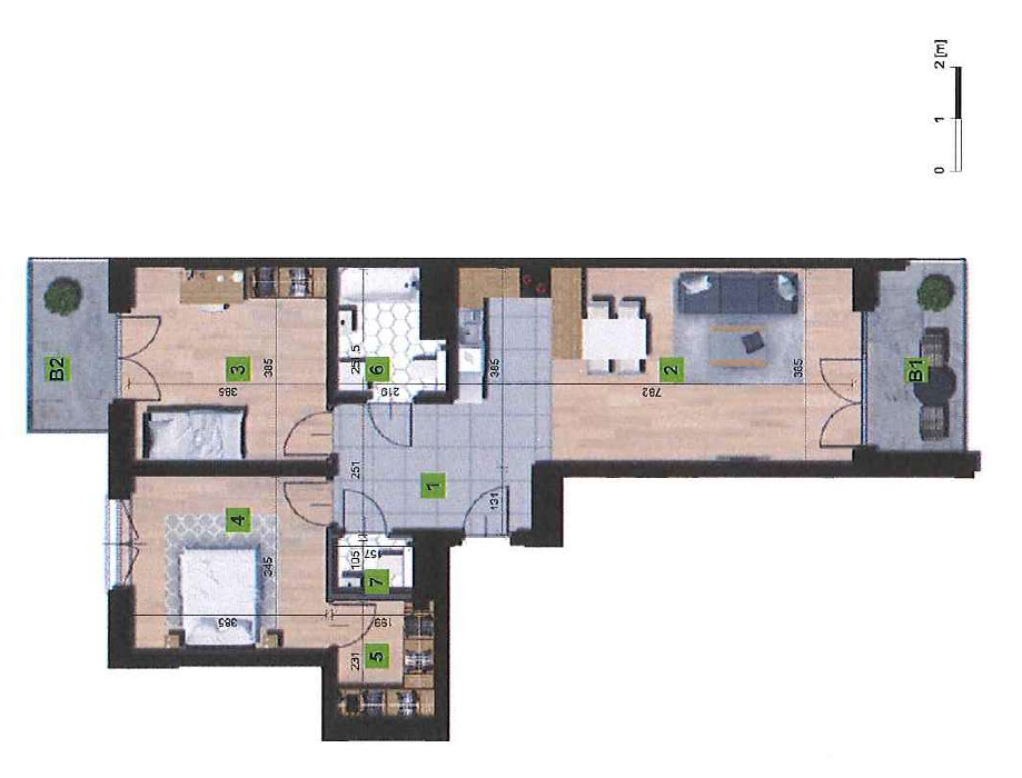 Wyjątkowe dwustronne mieszkanie na sprzedaż w Krakowie - plan
