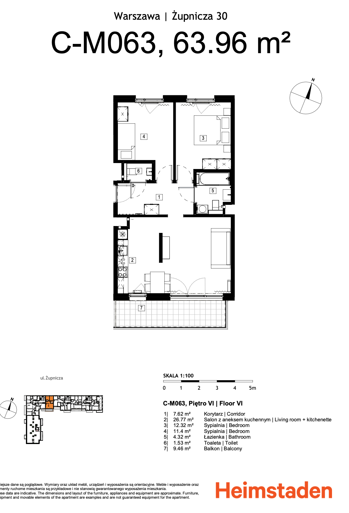 3-room apartment | balcony I Praga-Południe - plan