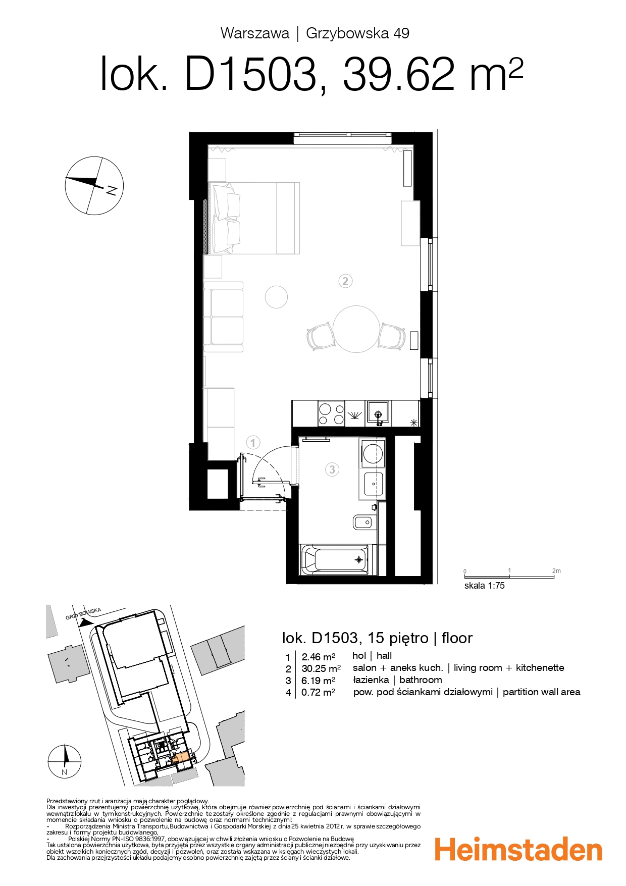 Studio | 39.62 m2 | Blisko Centrum | Wysokie piętro w Unique Tower - plan