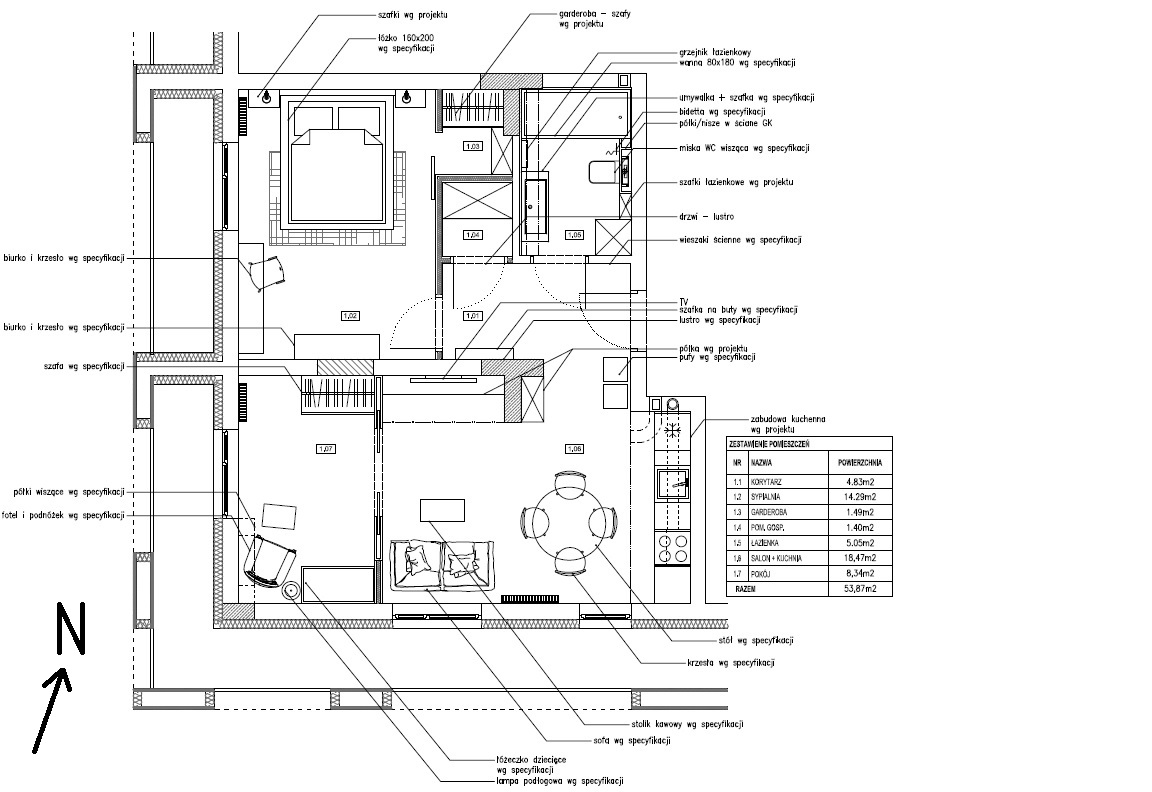 A 2-bedroom apartment with a big balcony in the modern Nadwiślańska 11 investment - plan