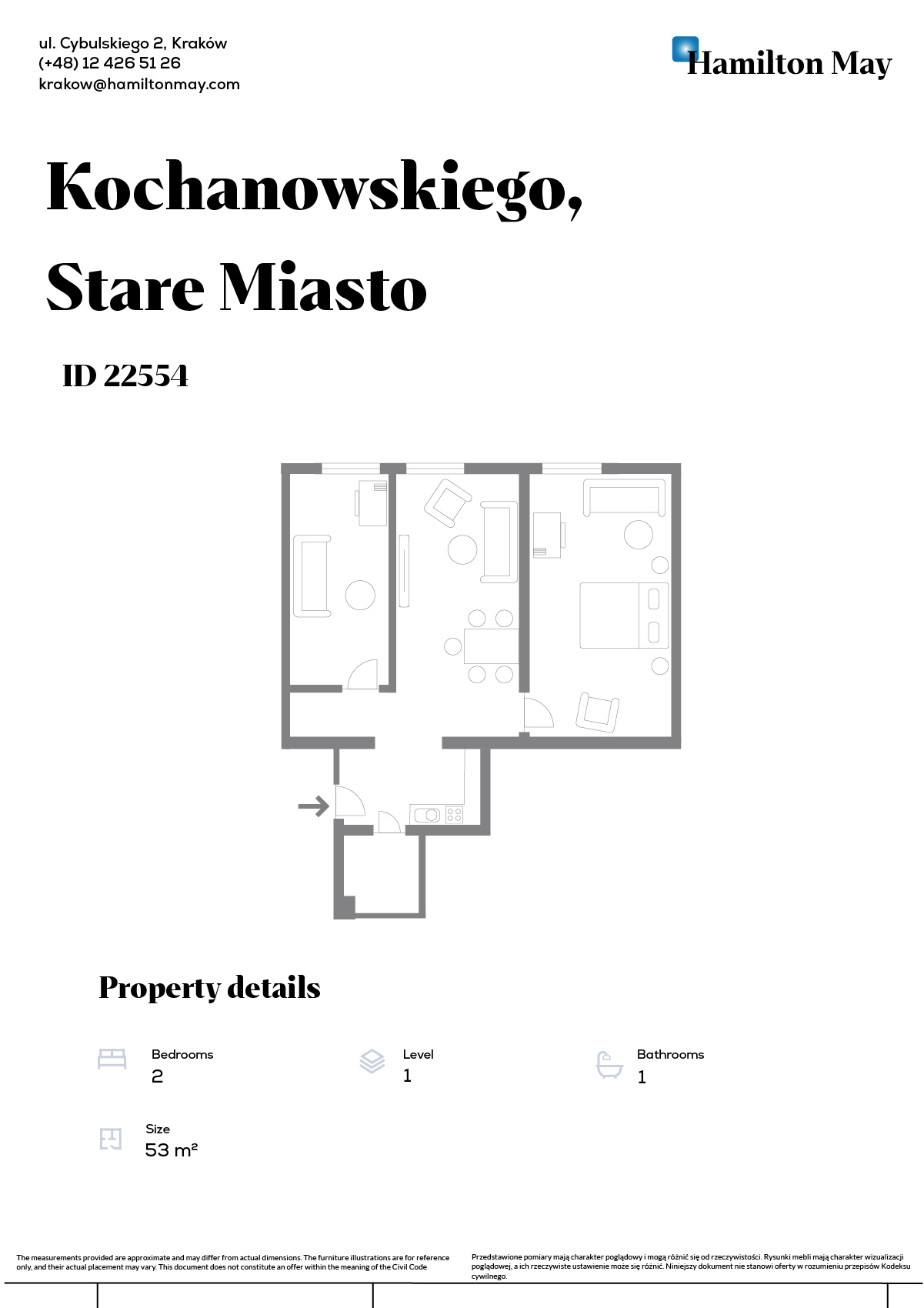 A functional apartment in the Old Town, perfect for investment - plan