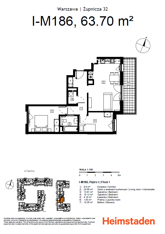 3 кімнатна квартира | балкон | Прага-Полудне - plan