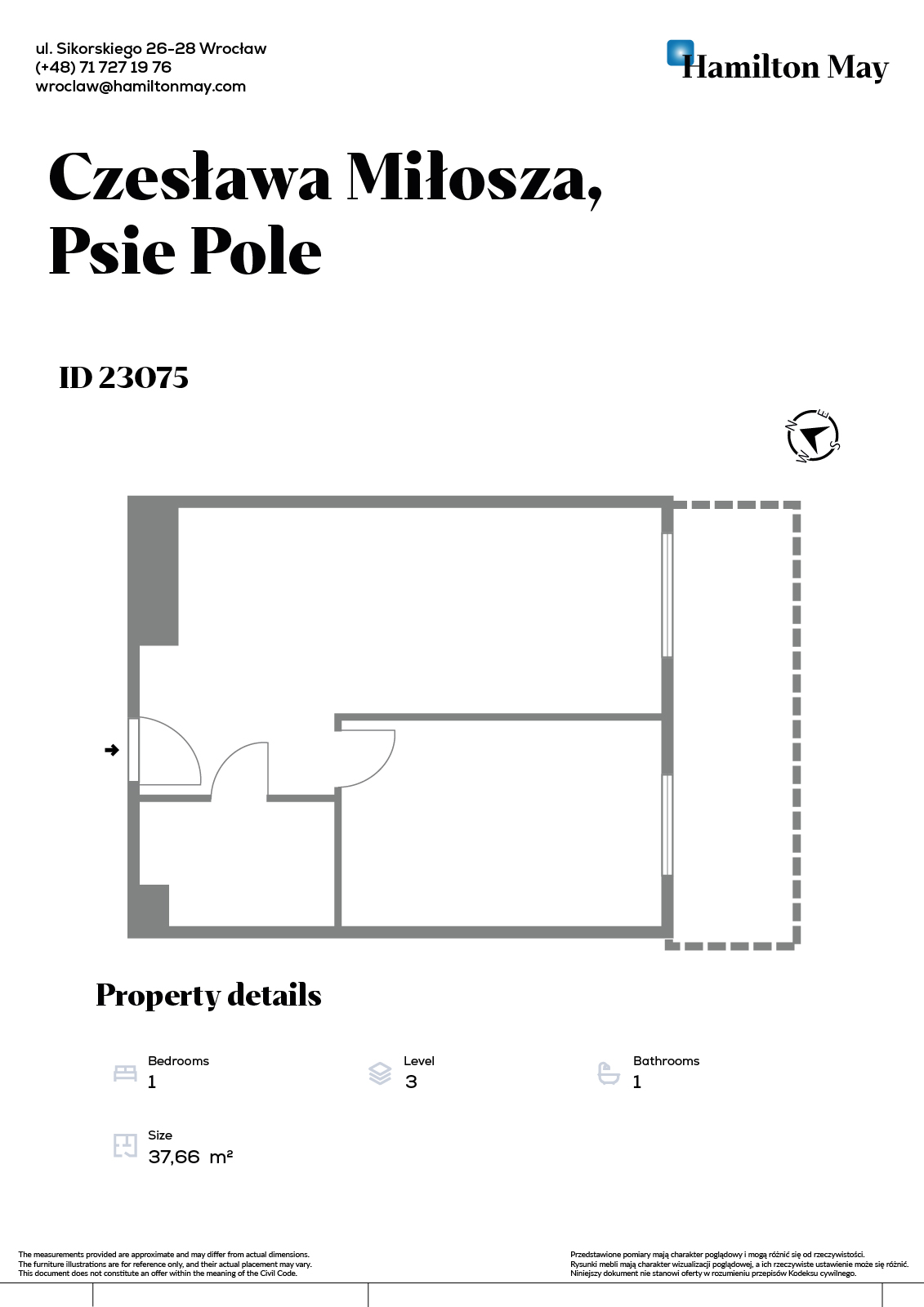Eleganckie dwupokojowe mieszkanie z balkonem na 3. piętrze - plan