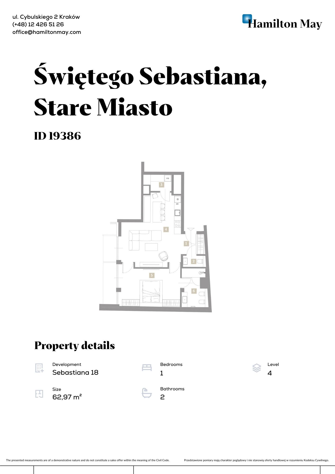 Apartment in the prestigious ivestment at Św. Sebastaiana 18 - plan