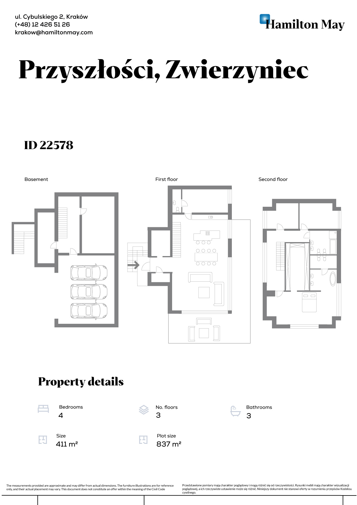 An elegant detached single-family house with an elevator and a unique view of Wola Justowska - plan