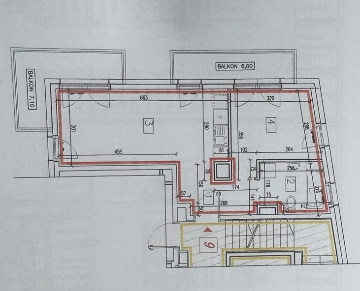 Duże trójstronne mieszkanie w kameralnej inwestycji - plan