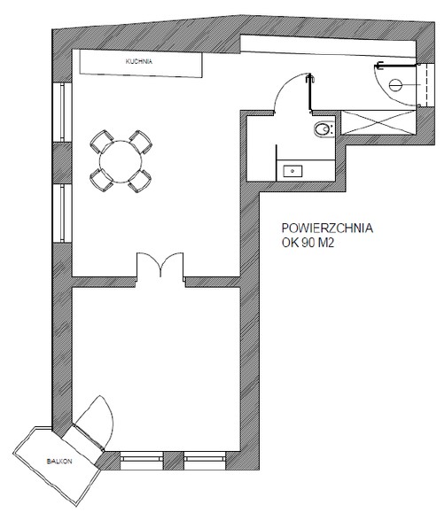 Klimatyczne 2-pokojowe mieszkanie z duszą w sercu krakowskiego Kazimierza przy ul. Mostowej - plan
