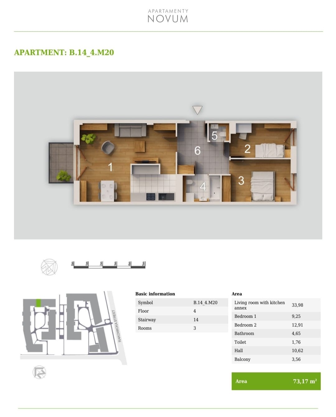 Elegant apartment with a balcony in the NOVUM development, in the heart of Krakow - plan