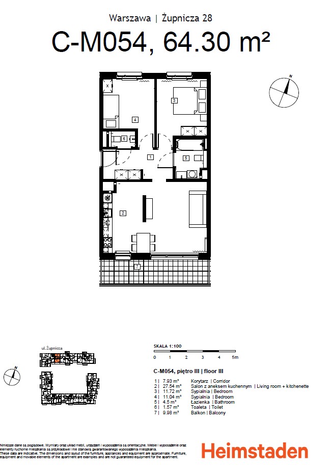 3-pokojowe mieszkanie | balkon I Praga-Południe - plan