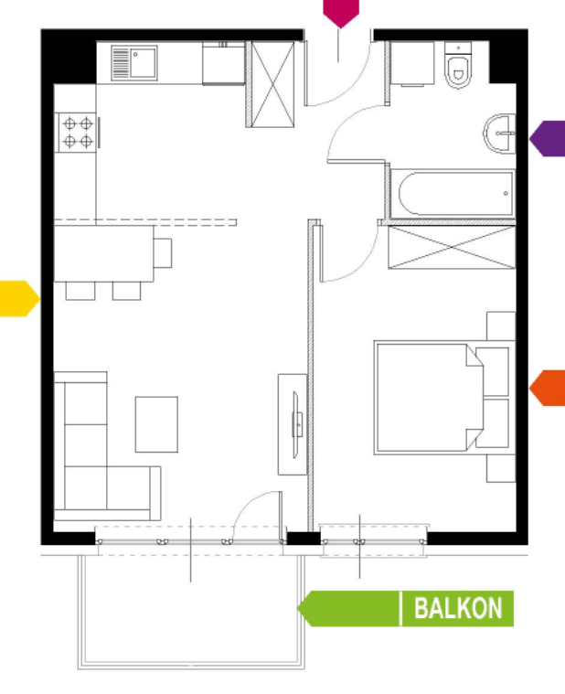 Apartment with a balcony in a modern investment located in Prądnik Biały district

 - plan